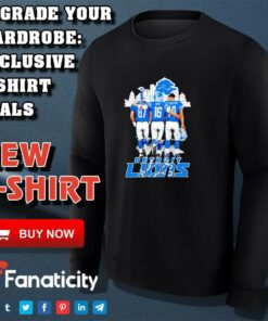 Skyline Detroit Lions Sam LaPorta Jared Goff and Amon Ra St Brown Signatures shirt 3