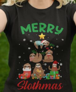 Sloth Merry Slothmas Christmas Tee