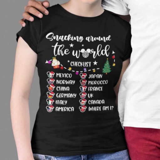 Snacking Around The World Checklist Christmas T-shirt Disney