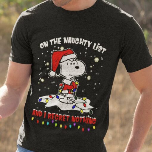 Snoopy On The Naughty List And I Regret Nothing Christmas Tee