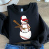 Snowman Baseball Christmas Tree Sweatshirt Sporty Unique Xmas Gift