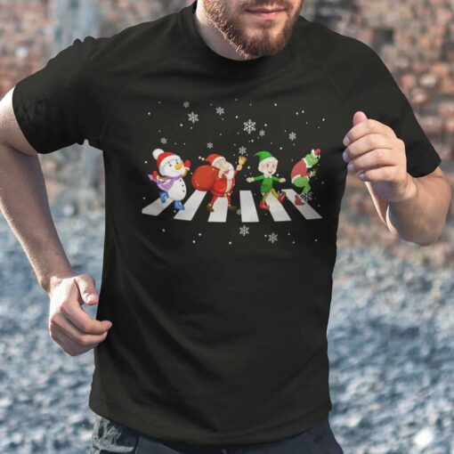 Snowman Santa Elf Grinch Road Christmas T-shirt