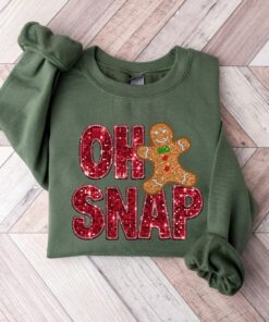Sparkly Oh Snap Gingerbread Sparkly Cookie Sweatshirt Unique Christmas Gift