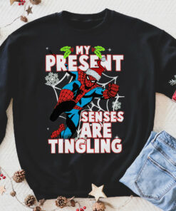 Spider Lover Present Senses Tingling Xmas Light Ugly Christmas Sweatshirt