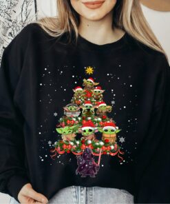 Star Wars Darth Vader And Baby Yoda Christmas Tree Cute Sweatshirt Unique Xmas Gift