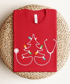 Stethoscope Christmas Lights Nurse Sweatshirt Trendy Unique Xmas Gift