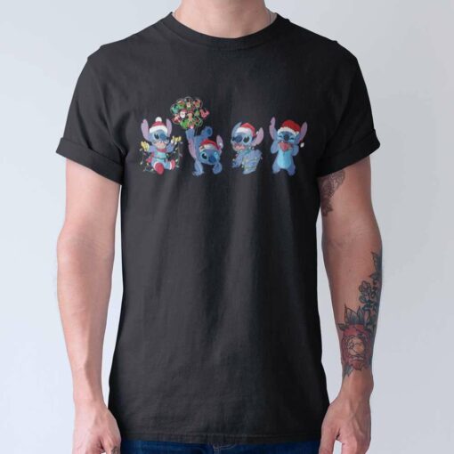 Stitch Christmas Lights Mickey Balloon T-Shirt Disney