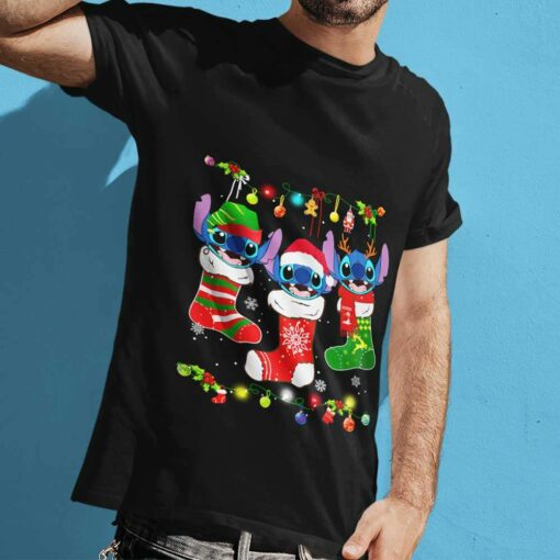 Stitch On Socks Christmas T-shirt