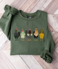 Сute Christmas Chickens Farm Sweatshirt Lovely Unique Xmas GiftFor Chicken Lovers