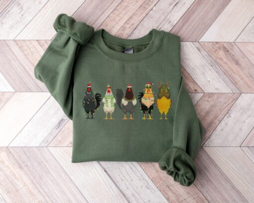 Сute Christmas Chickens Farm Sweatshirt Lovely Unique Xmas GiftFor Chicken Lovers