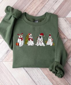 Сute Christmas Ghost Dog Spooky Sweatshirt