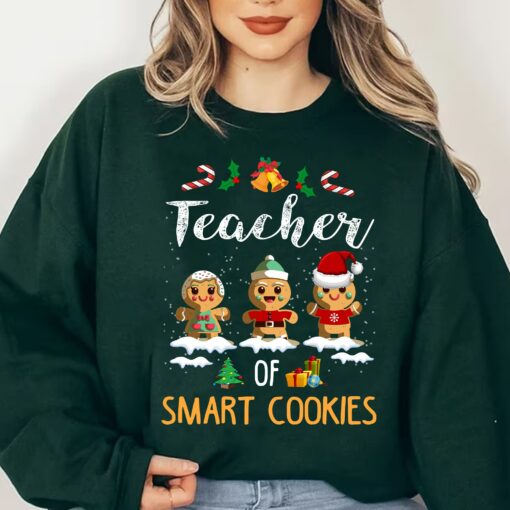 Teacher Of Smart Cookies Chubby Gingerbread Christmas Sweatshirt Lovely Unique Xmas Gift