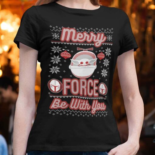 The Mandalorian Merry Force Be With You Christmas T-Shirt Star Wars