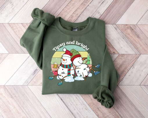 Tipsy And Bright Funny Snowman Sweatshirt