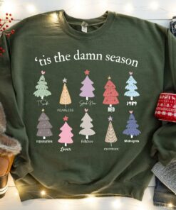 Tis The Damn Season Merry Christmas Tree Sweatshirt Lovely Unique Xmas Gift
