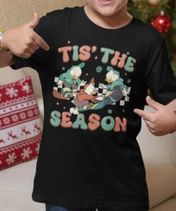 Tis The Season Checkerboard Huey Dewey And Louie Skiing Christmas T-shirt Disney