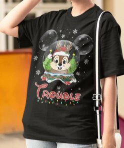 Trouble Mickey Snow Globe Christmas T-Shirt Chip n’ Dale