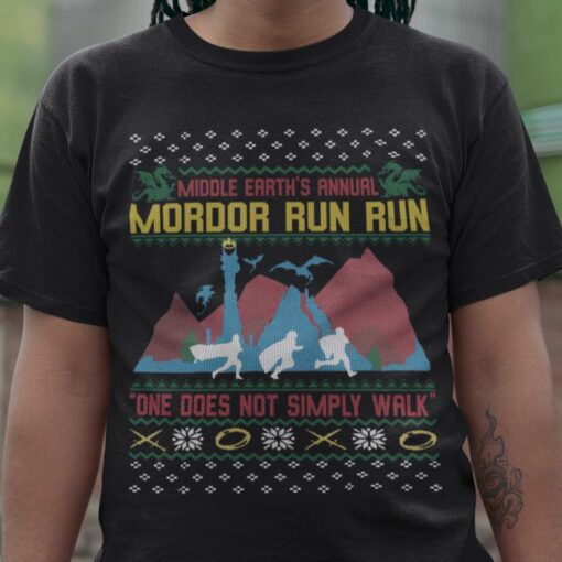 Ugly Sweater Middle Earth’S Annual Mordor Run Run Christmas Shirt