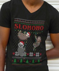 Ugly Sweater Sloth Slohoho Christmas Tee