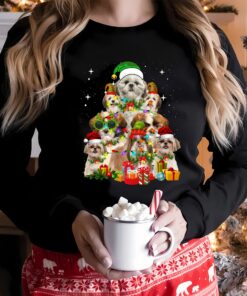 Very Merry Christmas Cute Shih Tzu Santa Hat Dog Tree Sweatshirt Lovely Unique Xmas Gift