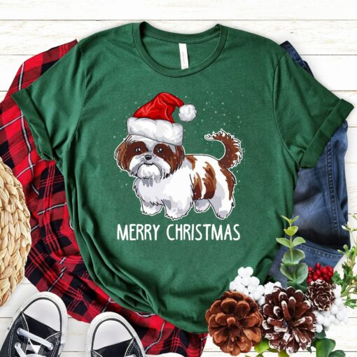 Very Merry Christmas Cute Shih Tzu Santa Hat Sweatshirt Lovely Unique Xmas Gift