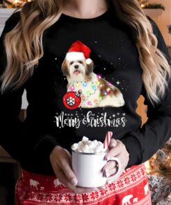Very Merry Christmas Shih Tzu Santa Hat Sweatshirt Lovely Unique Xmas Gift