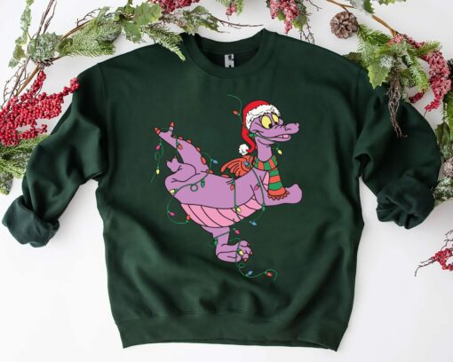 Very Merry Xmas Santa Figment Dragon Lights Christmas Sweatshirt