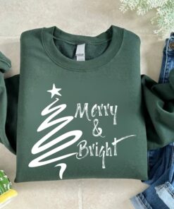 Vintage Merry And Bright Christmas Trees Sweatshirt