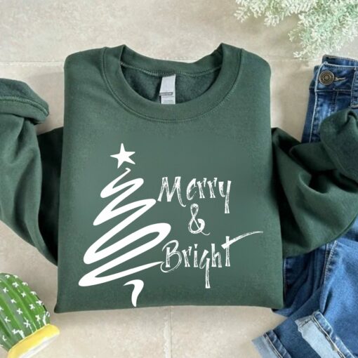 Vintage Merry And Bright Christmas Trees Sweatshirt