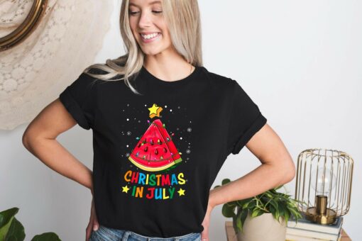 Watermelon Christmas In July Sweatshirt Cozy Unique Xmas Gift