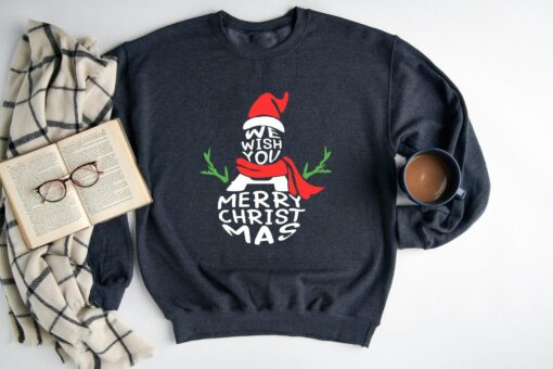 We Wish You A Merry Christmas Cute Snowman Sweatshirt Lovely Unique Xmas Gift