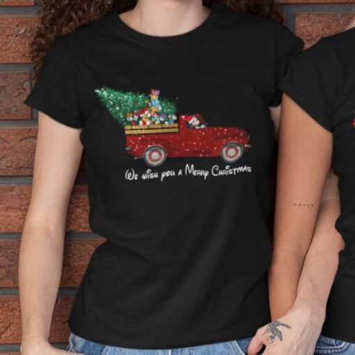 We Wish You A Merry Christmas Red Truck Castle T-shirt