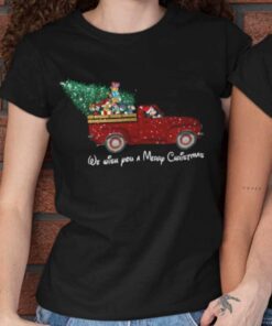 We Wish You A Merry Christmas Red Truck Castle T-shirt