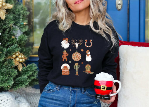 Western Country Cowboy Christmas Sweatshirt Unique Xmas Gift