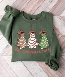 Western Oh Christmas Tree Cute Cake Cowboy Hat Sweatshirt Lovely Unique Xmas Gift