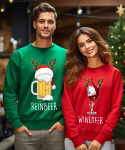 Winedeer Reinbeer Sweatshirt Funny Couple Unique Christmas Gift