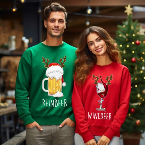 Winedeer Reinbeer Sweatshirt Funny Couple Unique Christmas Gift