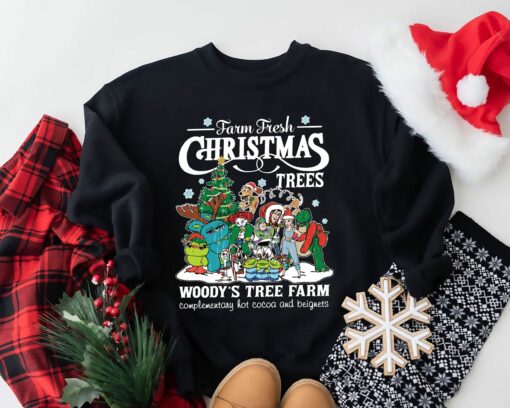 Woody’s Tree Farm Toy Story Characters T-Rex Buzz Lightyear Christmas Disneyland Vacation Sweatshirt