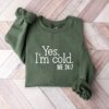 Yes I’m Cold Sweatshirt Winter Always Cold Christmas Bible Verse Unique Xmas Gift