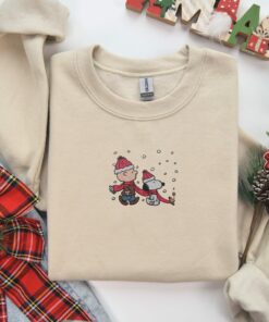 Embroidered Cute Snoopy Christmas Sweatshirt Lovely Unique Xmas Gift Embroidered Cute Snoopy Christmas Sweatshirt Lovely Unique Xmas Gift