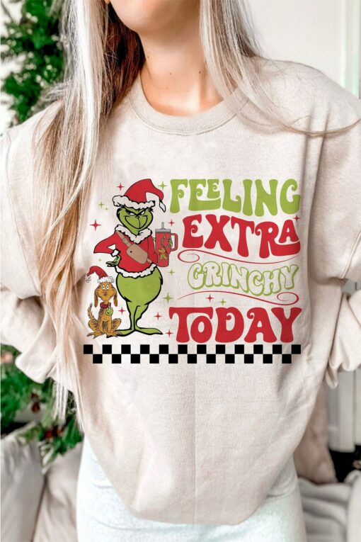 Feeling Extra Grinchy Today &amp Dog Christmas Sweatshirt Pinky Lovely Unique Xmas Gift