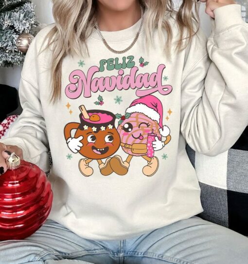 Feliz Navidad Concha Pan Dulce Mexican Christmas Boujie Style Sweatshirt Lovely Unique Xmas Gift