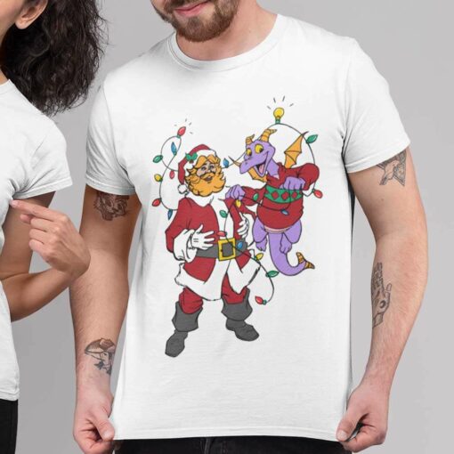 Figment And Santa Decorating Xmas Tree T-Shirt Disney