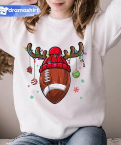 Football Santa Hat Reindeer Christmas Sweashirt