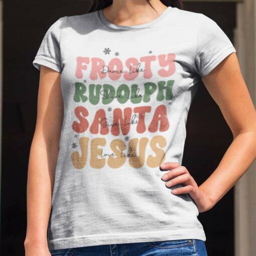 Frosty Rudolph Santa Jesus Christmas T-Shirt