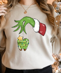 Funny Christmas Lights Dental Santa Tooth Sweatshirt Unique Xmas Gift For Dentist