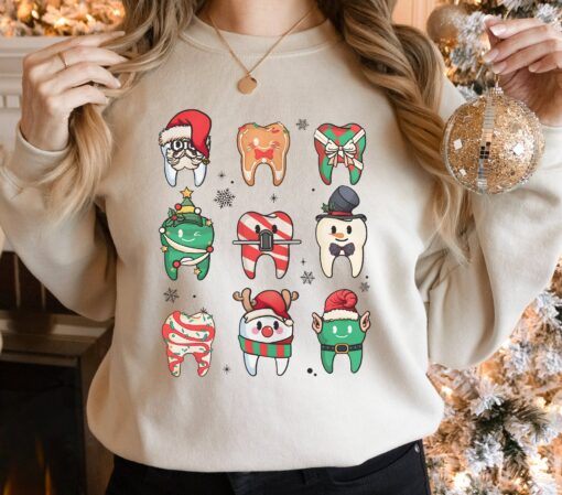 Funny Christmas Teeth Pediatric Dentist Holiday Sweatshirt