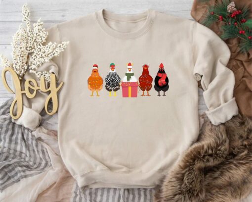 Funny Christmas Western Chicken Sweatshirt Lovely Unique Xmas Gift