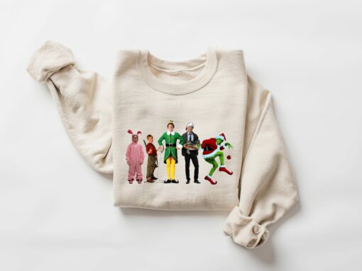 Funny Friends Christmas Elf Movie Characters Sweatshirt Cozy Unique Xmas Gift