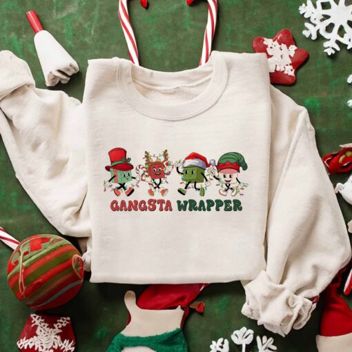 Funny Gangsta Wrapper Sweatshirt Lovely Unique Xmas Gift